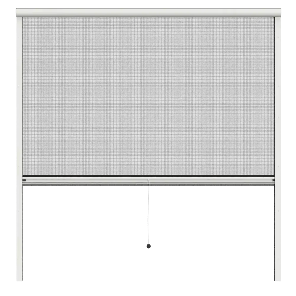 Moskitiera rolowana w kolorze białym z czarną siatką
