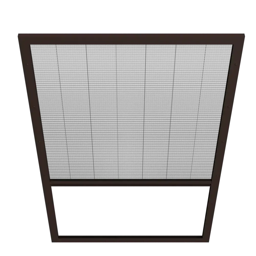 Moskitiera plisowana na okno dachowe w kolorze brązowym z szarą siatką