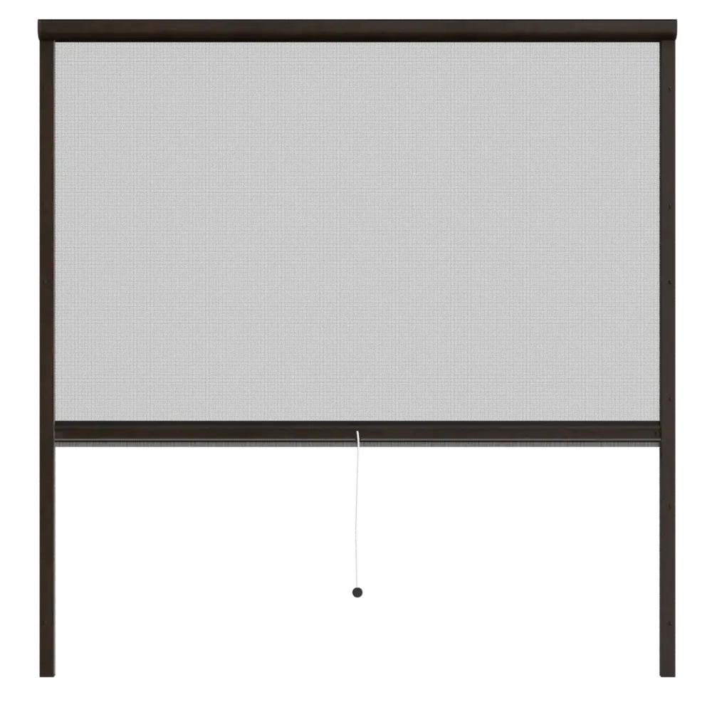 Moskitiera rolowana w kolorze orzech z czarną siatką