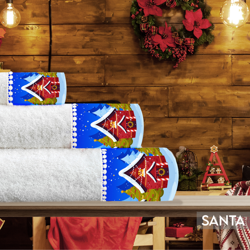 Komplet 3 ręczników świątecznych - SANTA